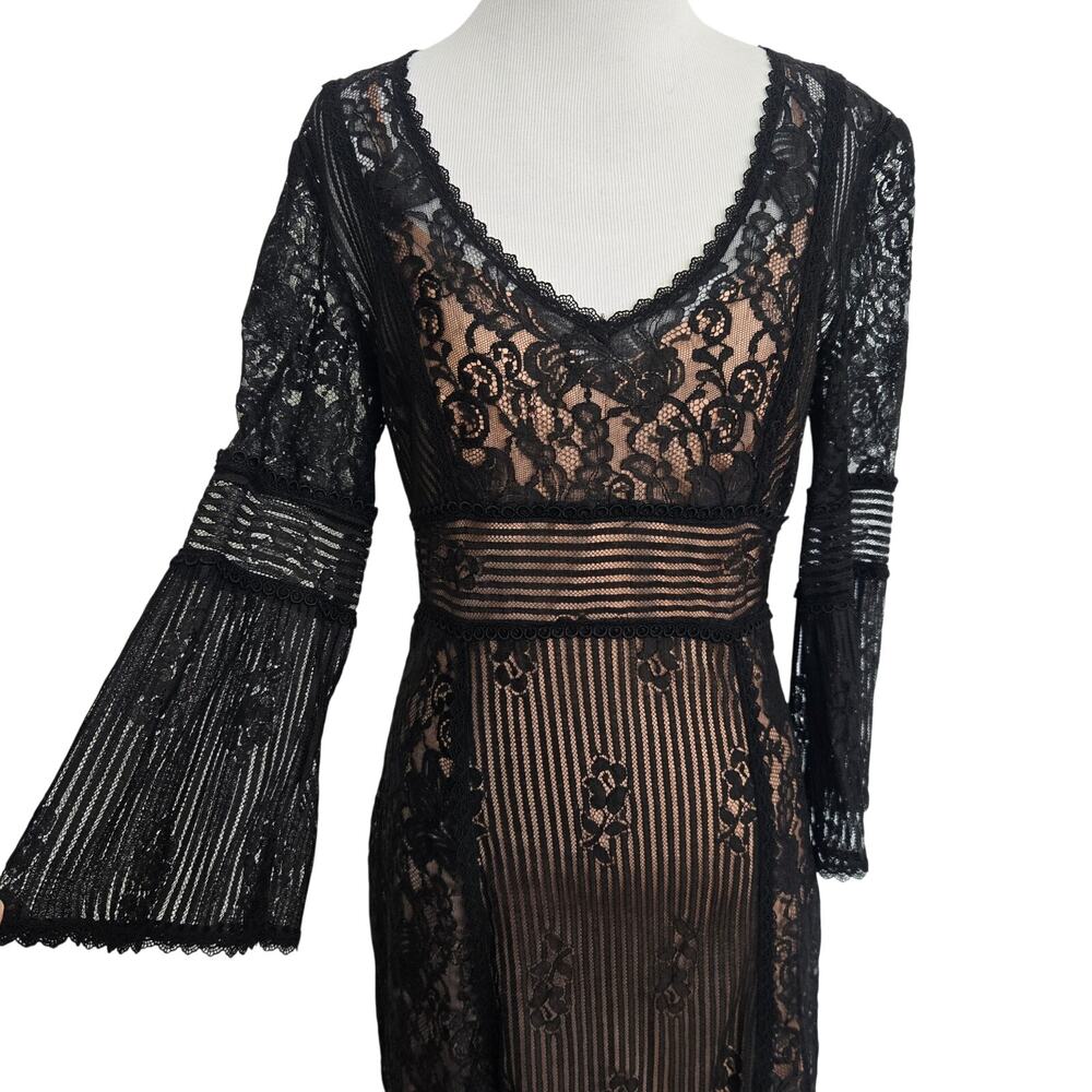 Vintage Y2K Nanette Lepore Whimsigoth Lace Dress Black Fairy Grunge Women 4